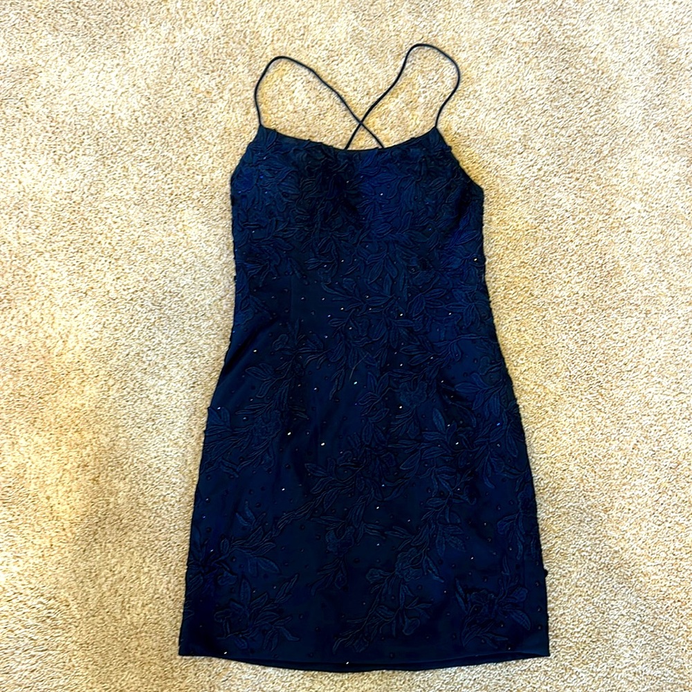 Faviana embroidered and sequined dress